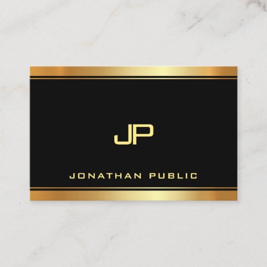 Gold Monogrammed Glamor Sjabloon Modern Luxury Visitekaartje (Voorkant)