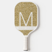 Gold Monogrammed Glitter Personalized Initiaal Pickleball Paddle (Achterkant)