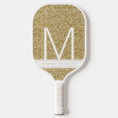 Gold Monogrammed Glitter Personalized Initiaal Pickleball Paddle (Voorkant)