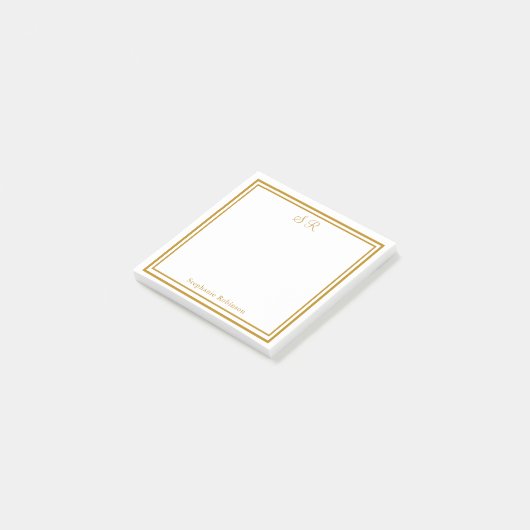 Gold Monogrammed Post-it® Notes (Schuin)