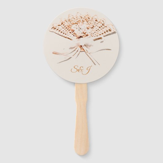Gold Monogrammed Victoriaans Fan Handwaaier (Voorkant)