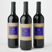 Gold Monogrammed Wedding Wine Label Wijn Etiket (Flessen)