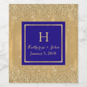 Gold Monogrammed Wedding Wine Label Wijn Etiket (Enkel label)