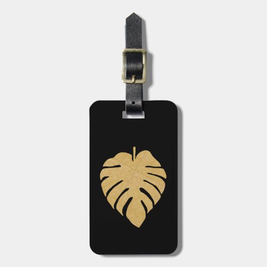 Gold Monstera afdrukken Bagagelabel (Voorkant verticaal)