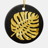 Gold Monstera Keramisch Ornament (Voorkant)