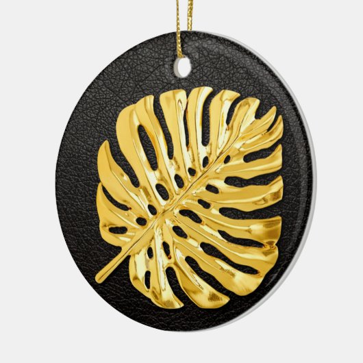 Gold Monstera Keramisch Ornament (Links)