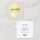 Gold Monstera Tropical Leaf Interior Decorator Vierkante Visitekaartje (Voorkant / Achterkant)