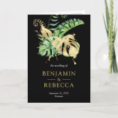 Gold Monstera Tropical Palm Black QR Code Wedding (Voorkant)