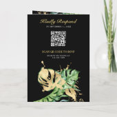 Gold Monstera Tropical Palm Black QR Code Wedding (Achterkant)