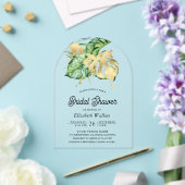 Gold Monstera Tropical Palm Bridal Shower Acryl Uitnodigingen (Insitu (Huwelijk))