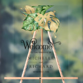 Gold Monstera Tropical Palm Wedding Welcome Acryl Bord (Neutraal)