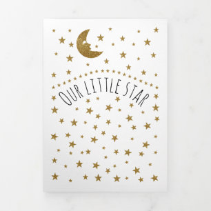 Gold Moon and Stars, 3 Foto Collage Baby Birth Drieluik Aankondiging
