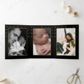 Gold Moon and Stars, 3 Foto Collage Baby Birth Drieluik Aankondiging (Binnen)