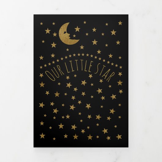 Gold Moon and Stars, 3 Foto Collage Baby Birth Drieluik Aankondiging (Cover)