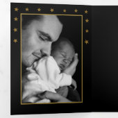 Gold Moon and Stars, 3 Foto Collage Baby Birth Drieluik Aankondiging (Binnenzijde eerst)