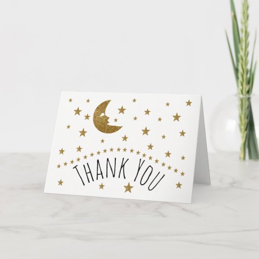 Gold Moon and Stars Baby shower Bedankt (Voorkant)