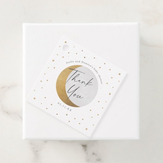 Gold Moon and Stars Baby shower Bedankt Bedankjes Labels (In situ)