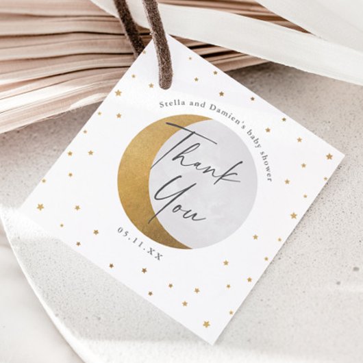 Gold Moon and Stars Baby shower Bedankt Bedankjes Labels