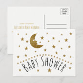 Gold Moon and Stars Baby Shower Invitation Uitnodiging Briefkaart (Voorkant / Achterkant)