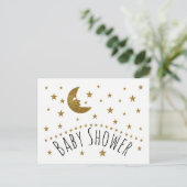 Gold Moon and Stars Baby Shower Invitation Uitnodiging Briefkaart (Staand voorkant)