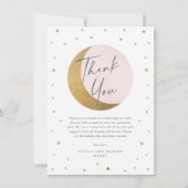 Gold Moon and Stars Roze Baby shower Dank je Bedankkaart (Voorkant)