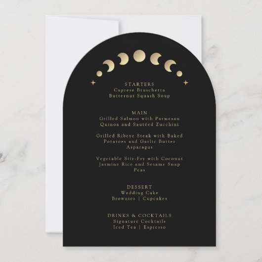 Gold Moon Arch Wedding Menu Kaart (Voorkant)