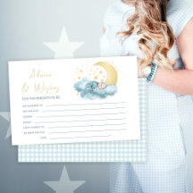Gold moon en stars baby shower advies wenskaart