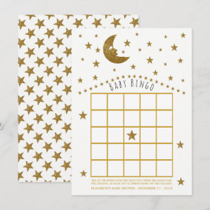 Gold Moon en Stars Baby shower Bingo Kaart