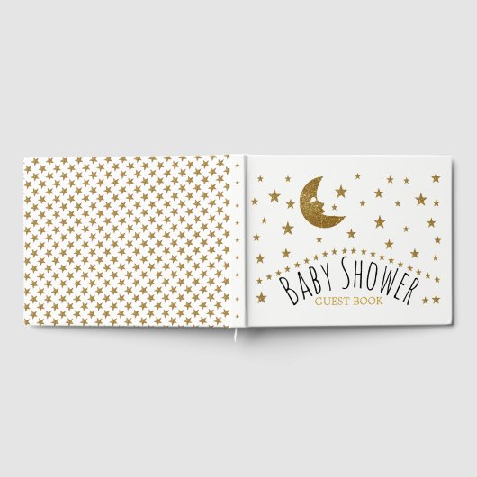 Gold Moon en Stars Baby shower Gastenboek (Volledig)
