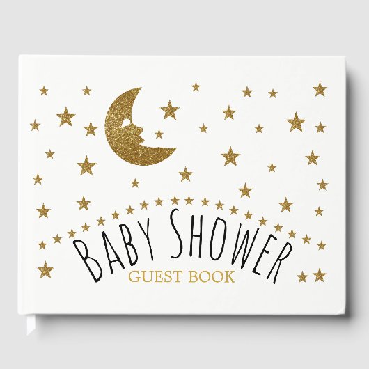 Gold Moon en Stars Baby shower Gastenboek (Voorkant)