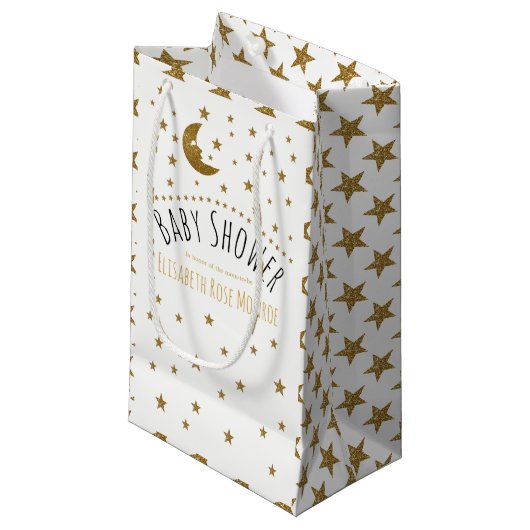 Gold Moon en Stars Baby shower Klein Cadeauzakje (Voorkant Gekanteld)