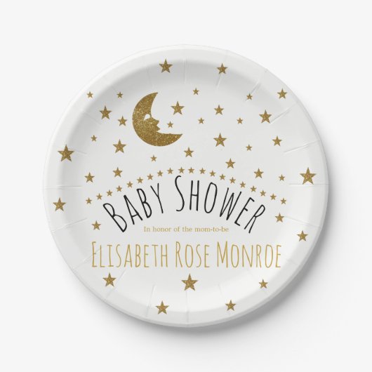 Gold Moon en Stars Baby shower Papieren Bordje (Voorkant)