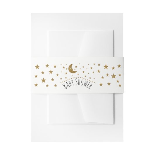 Gold Moon en Stars Baby shower Uitnodigingen Wikkel (Voorkant Voorbeeld)