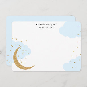 Gold Moon en Stars, Blue Clouds Baby Flat Notitiekaartje