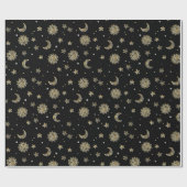 Gold Moon en sterren Cadeaupapier (Vlak)