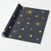 Gold Moon en sterren Cadeaupapier (Uitgerold)