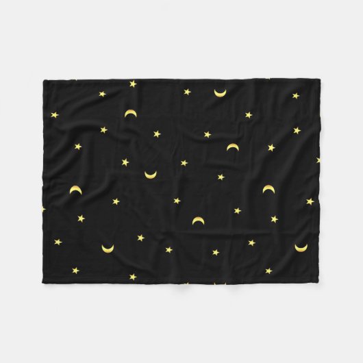 Gold Moon en sterren Fleece Deken (Voorkant (Horizontaal))