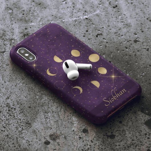 Gold Moon faseert Paarse sterren op maat Case-Mate iPhone Case