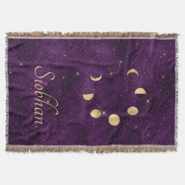 Gold Moon faseert Paarse sterren op maat Deken