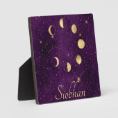 Gold Moon faseert Paarse sterren op maat Fotoplaat (Voorkant)