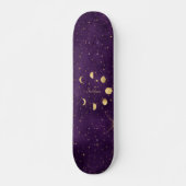 Gold Moon faseert Paarse sterren op maat Persoonlijk Skateboard (Voorkant)