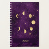 Gold Moon-fasen op Paarse sterren Planner (Voorkant)