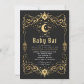 Gold Moon Gothic Baby Bat Lantern Baby shower Kaart (Voorkant)