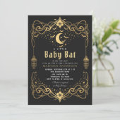 Gold Moon Gothic Baby Bat Lantern Baby shower Kaart (Staand voorkant)