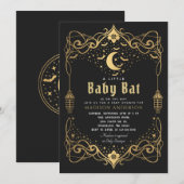 Gold Moon Gothic Baby Bat Lantern Baby shower Kaart (Voorkant / Achterkant)