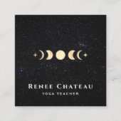 Gold Moon Phase Cosmos Stars Vierkante Visitekaartje (Voorkant)