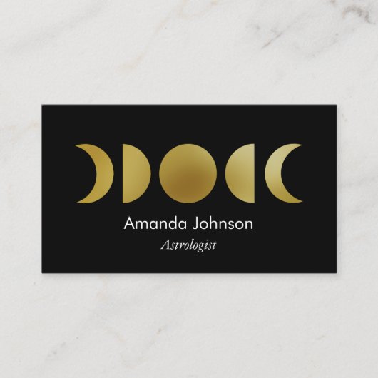 Gold Moon Phases Astrology Yoga Holistic Healer Visitekaartje (Voorkant)