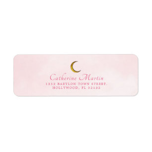 Gold Moon Pink Waterverf Baby shower Label