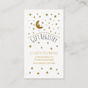 Gold Moon & Stars Baby shower Cadeauregister Informatiekaartje
