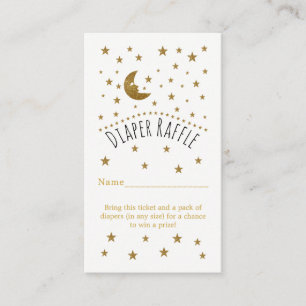 Gold Moon & Stars Baby shower Diaper Raffle Ticket Informatiekaartje